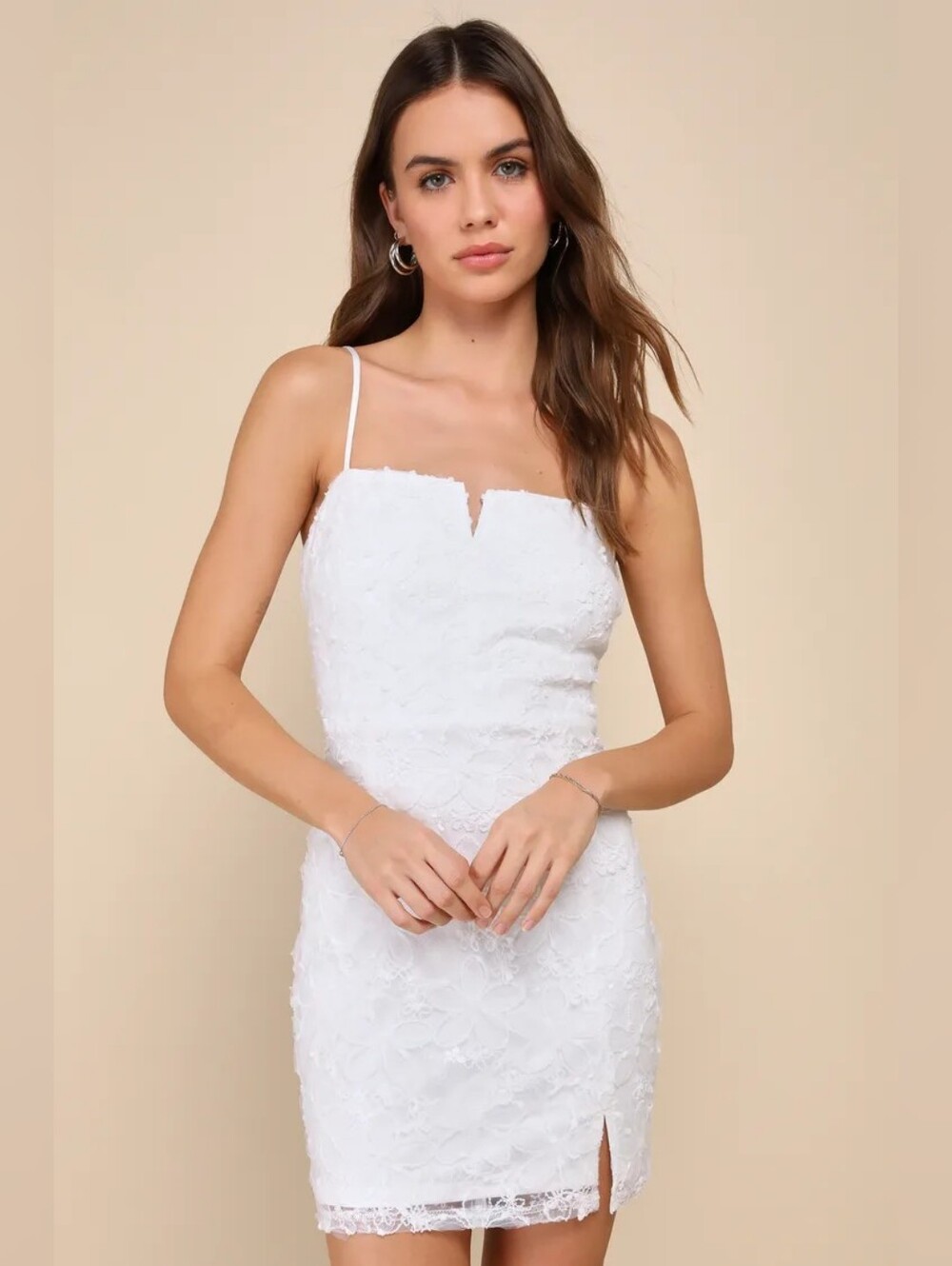 Lulus Incomparable Charm White Mesh Embroidered Sequin Mini Dress